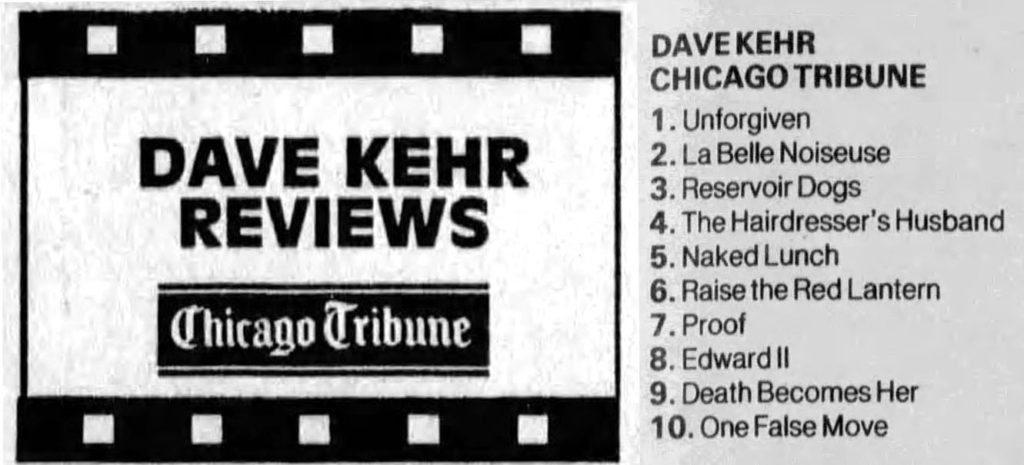 Dave Kehr's top films from 1992