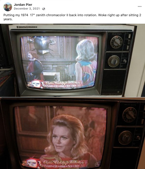 Facebook posting from December 3, 2021 containing two television images