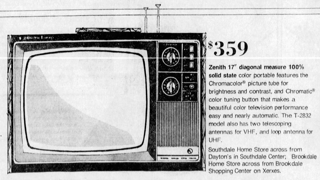 Minneapolis Star television advertisement from Drayton's on June 20, 1974. It's a black and white television drawing with pricing details.