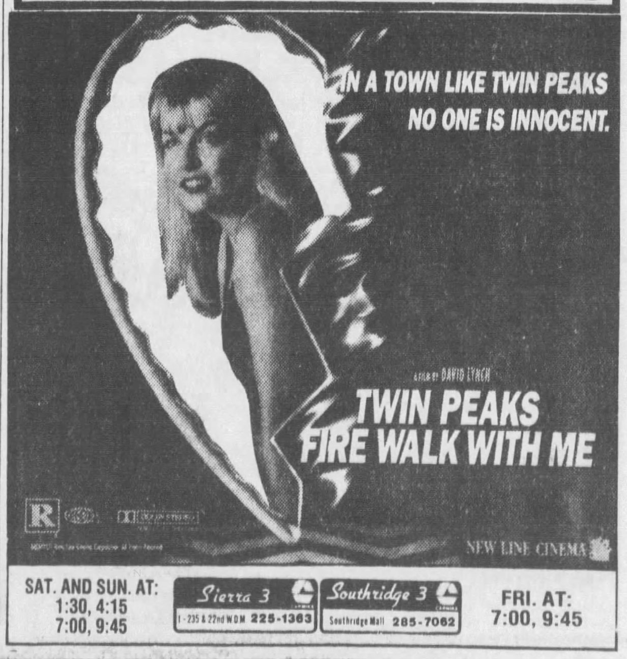 Print Ads For Twin Peaks Fire Walk With Me