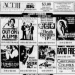 Rectangular block of film posts with titles of films and air times.