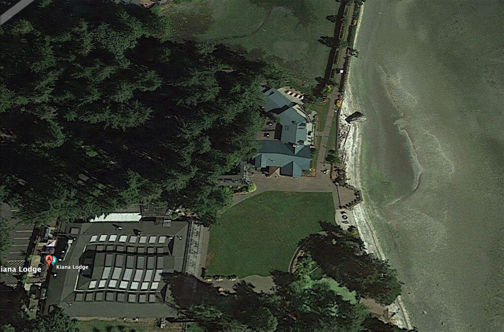 Aerial View of Kiana Lodge via Google Maps of Pete's fishing deck from Part 17