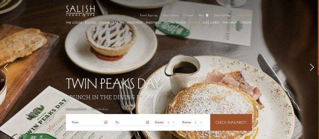 Website carousel image of breakfast for Twin Peaks Day