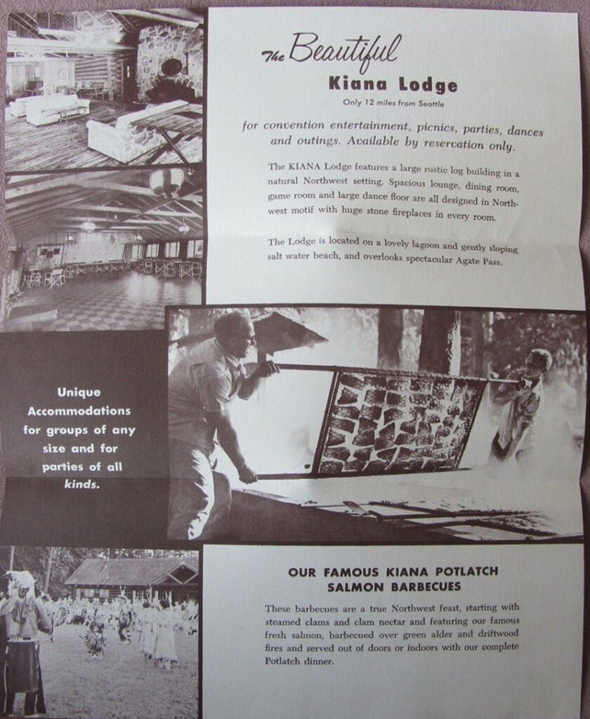 Brown and cream colored flyer about Kiana Lodge