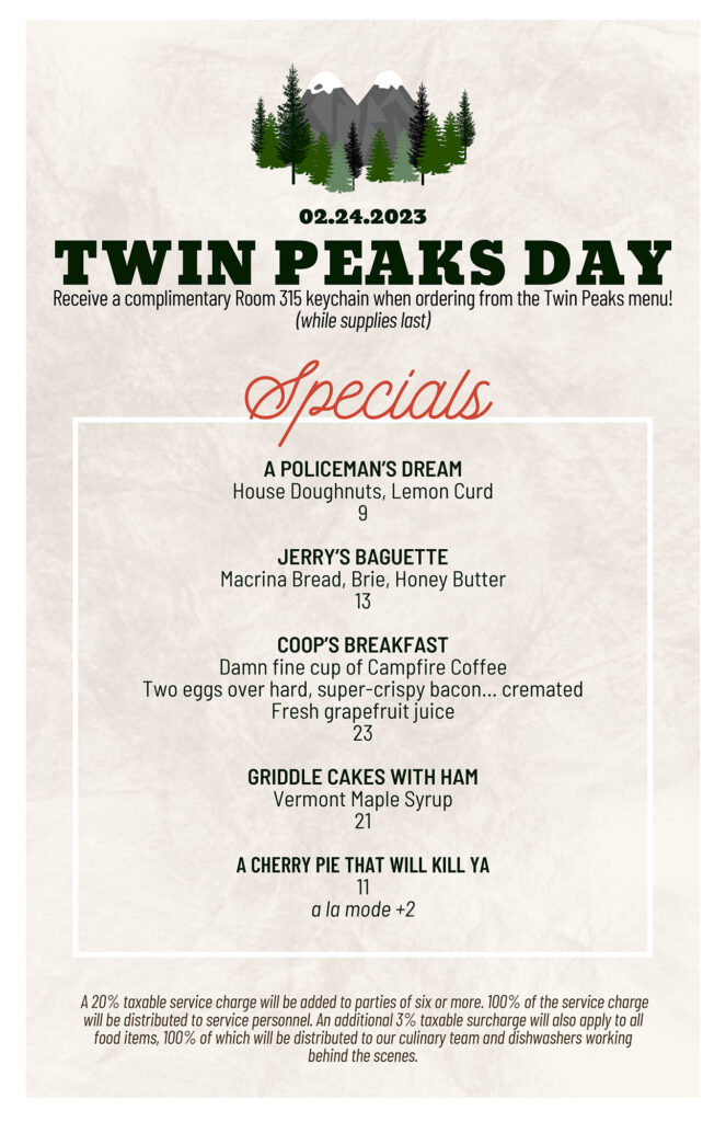 Twin Peaks Day menu