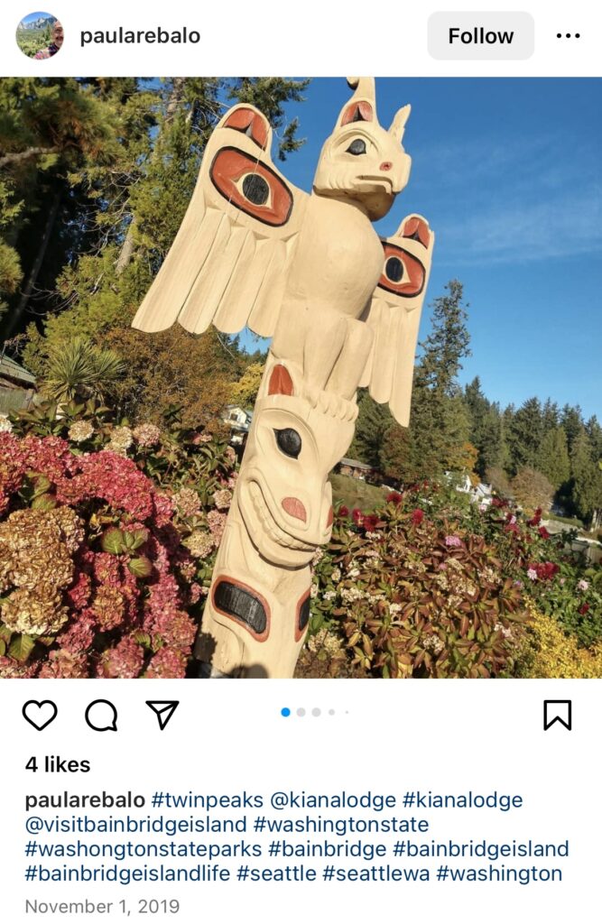 Instagram post of painted totem pole