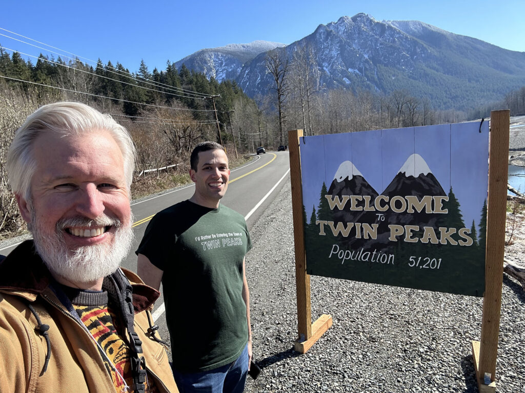 Steven and Aaron by the Welcome to Twin Peaks Sign Spot
