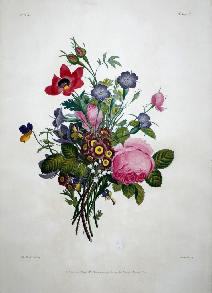 Floral print by J.L. Prevost of a bouquet of flowers
