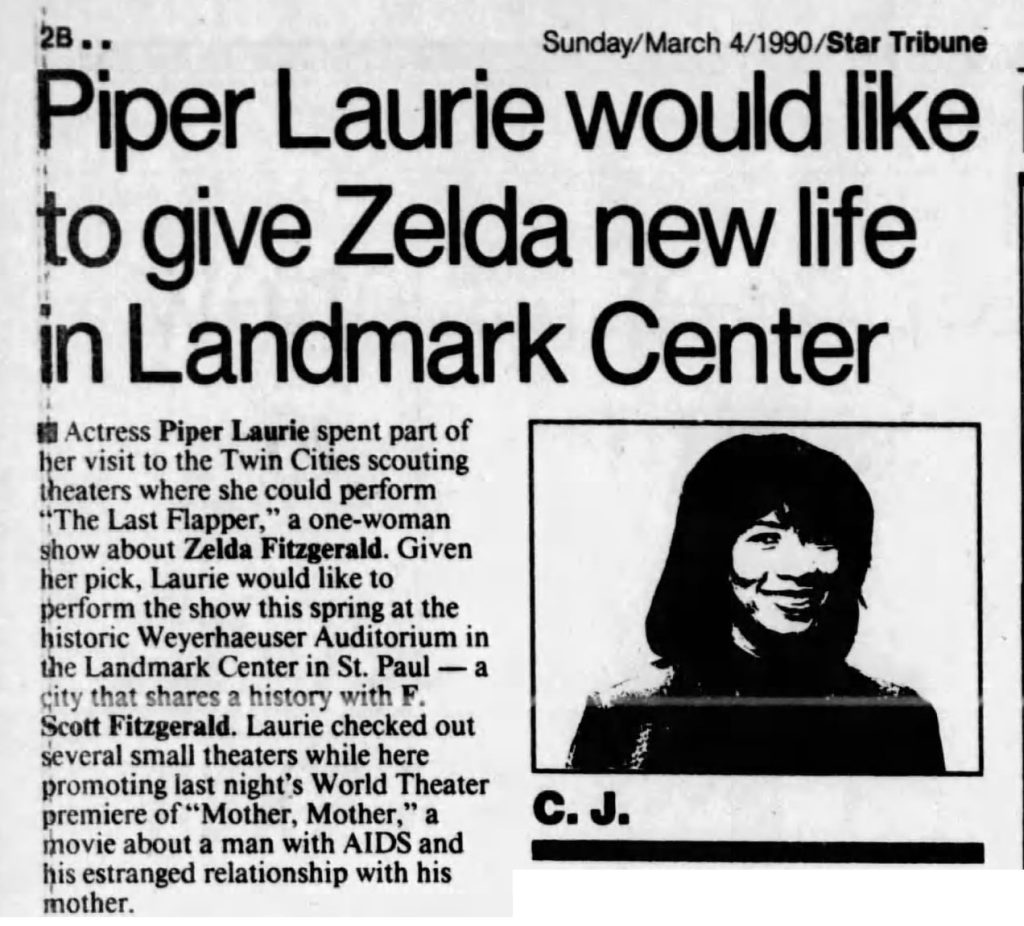 Newspaper article about Piper Laurie
