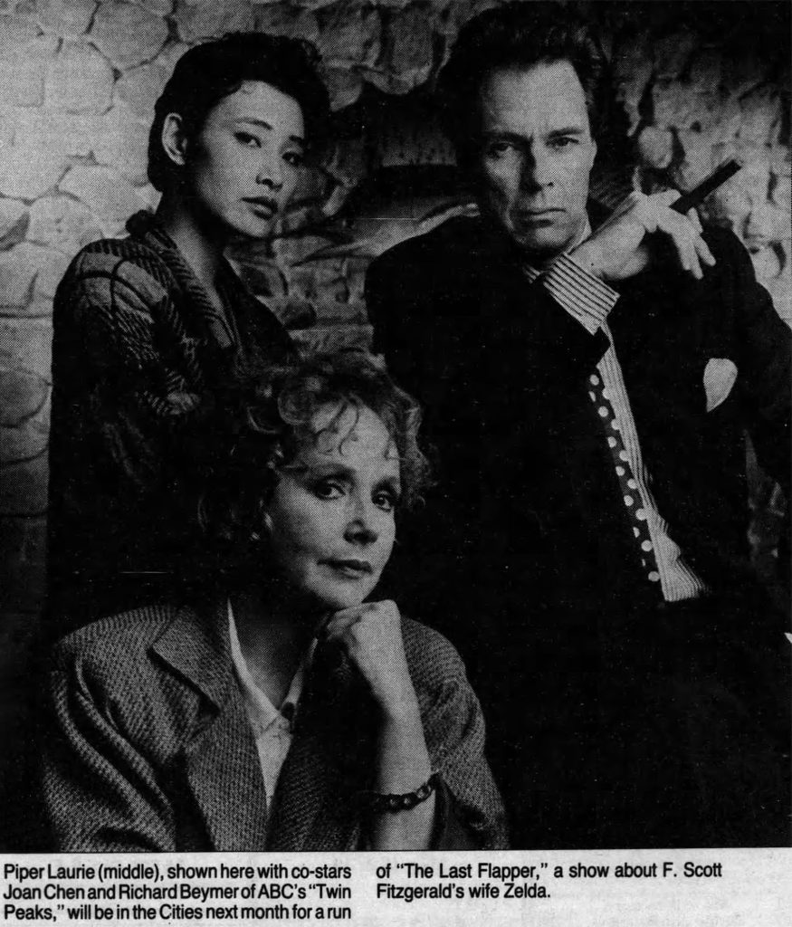Publicity shot of Joan Chen, Richard Beymer and Piper Laurie as characters from Twin Peaks