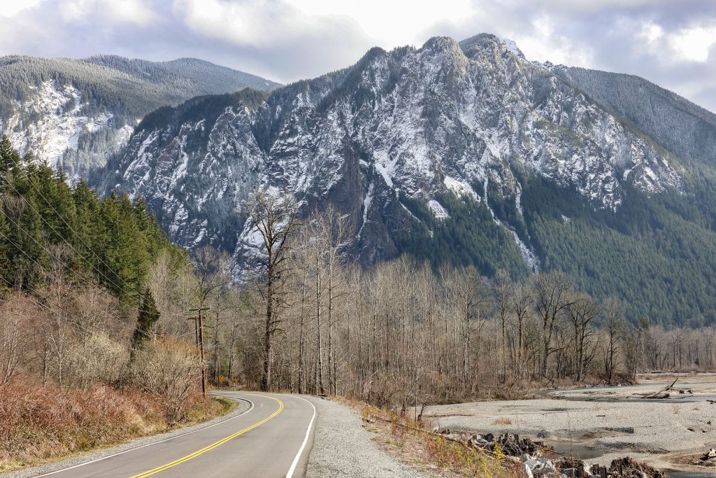 Reinig Road in Snoqualmie with Mount Si in the distance