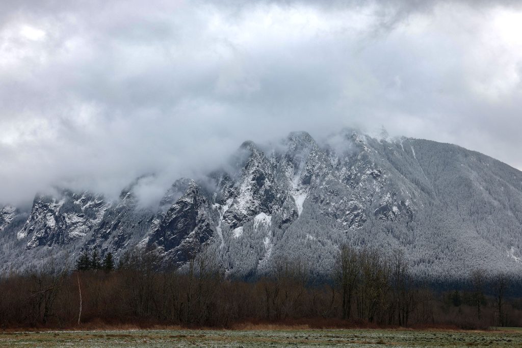 Mount Si covered in snow