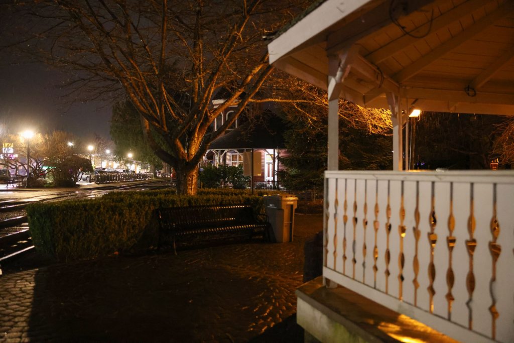 Gazebo and courtyard at night