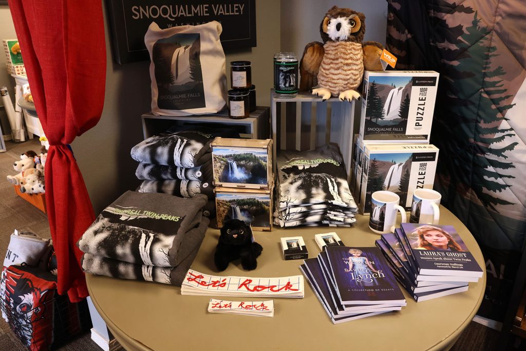 Merchandise display of Twin Peaks goods