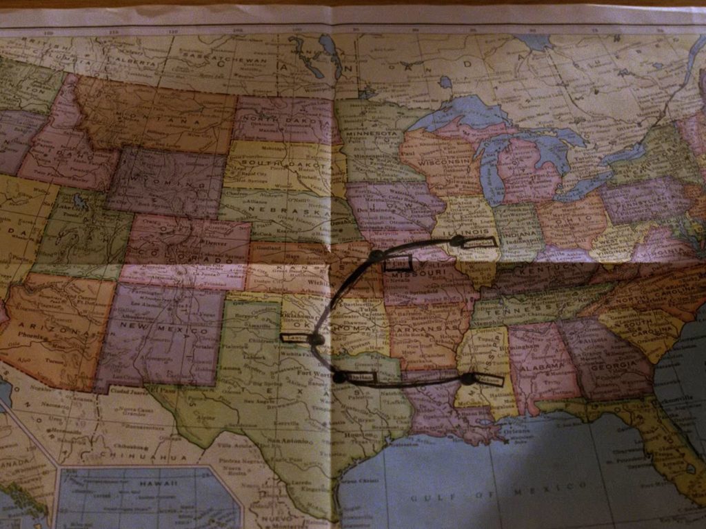 Map of the United States with a handdrawn C