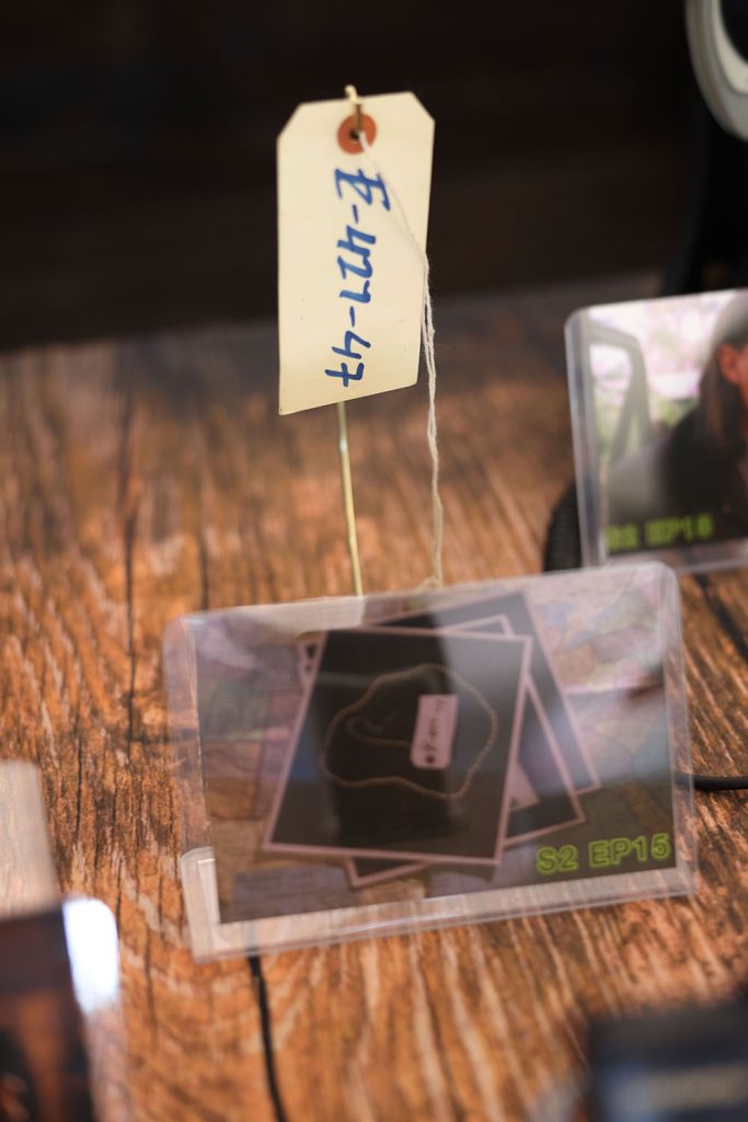 Display of a evidence tag prop from Twin Peaks