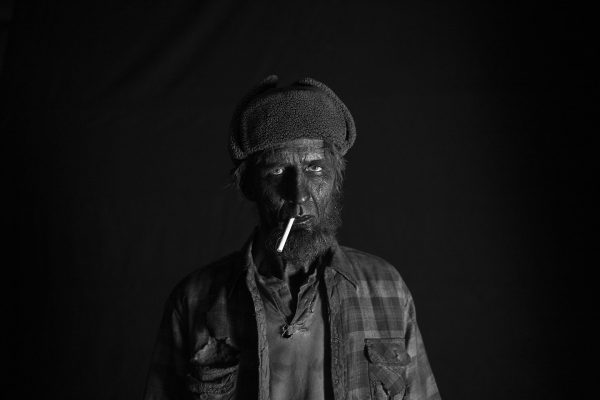 Woodsman in black and white