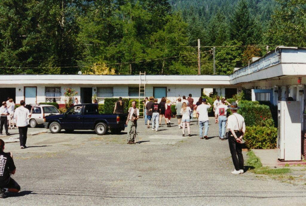 People outside Mount Si Motel