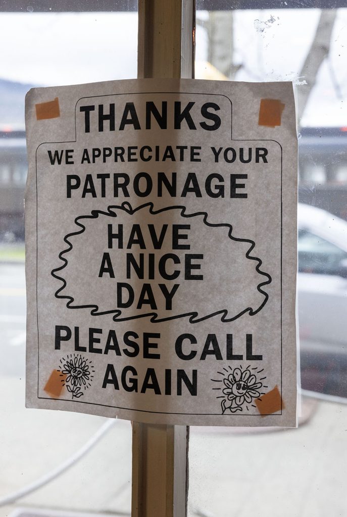 Thank you sign on door