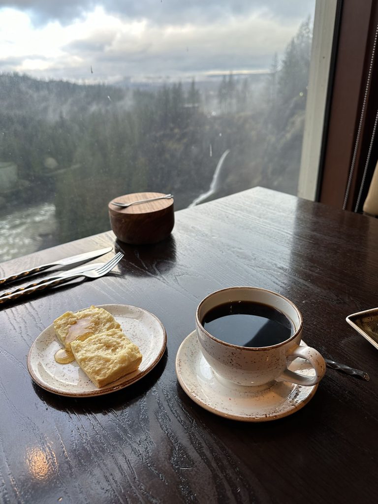 Coffee and biscuits by a window