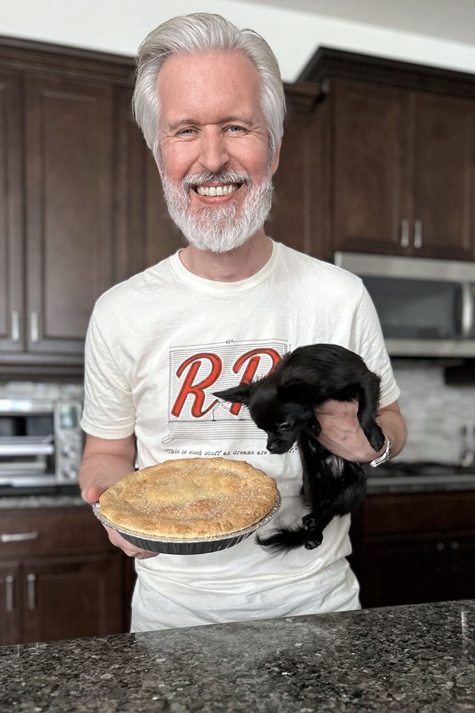 Steven and Nori the Chihuahua with cherry pie