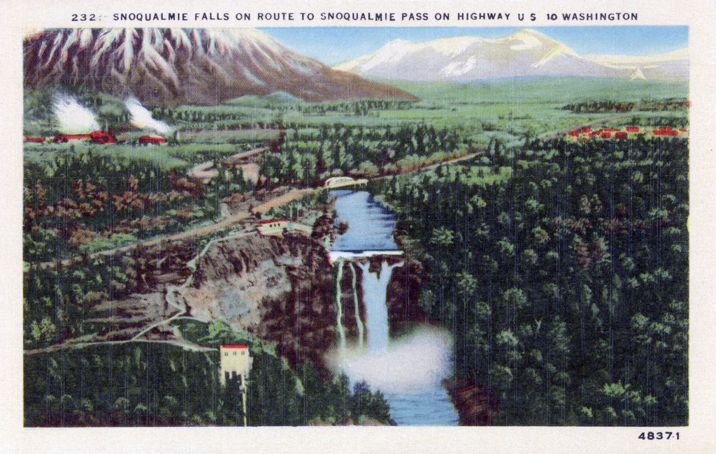 Aerophoto Postcard of Snoqualmie Falls