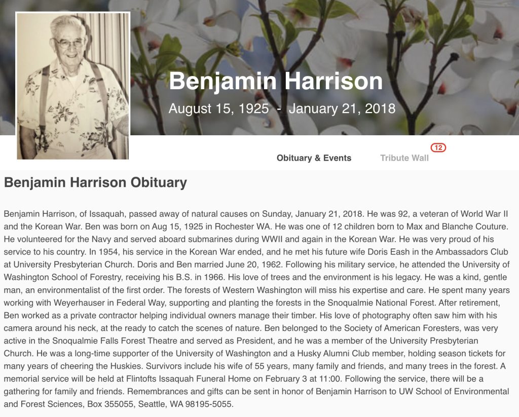 Obituary of Benjamin Harrison