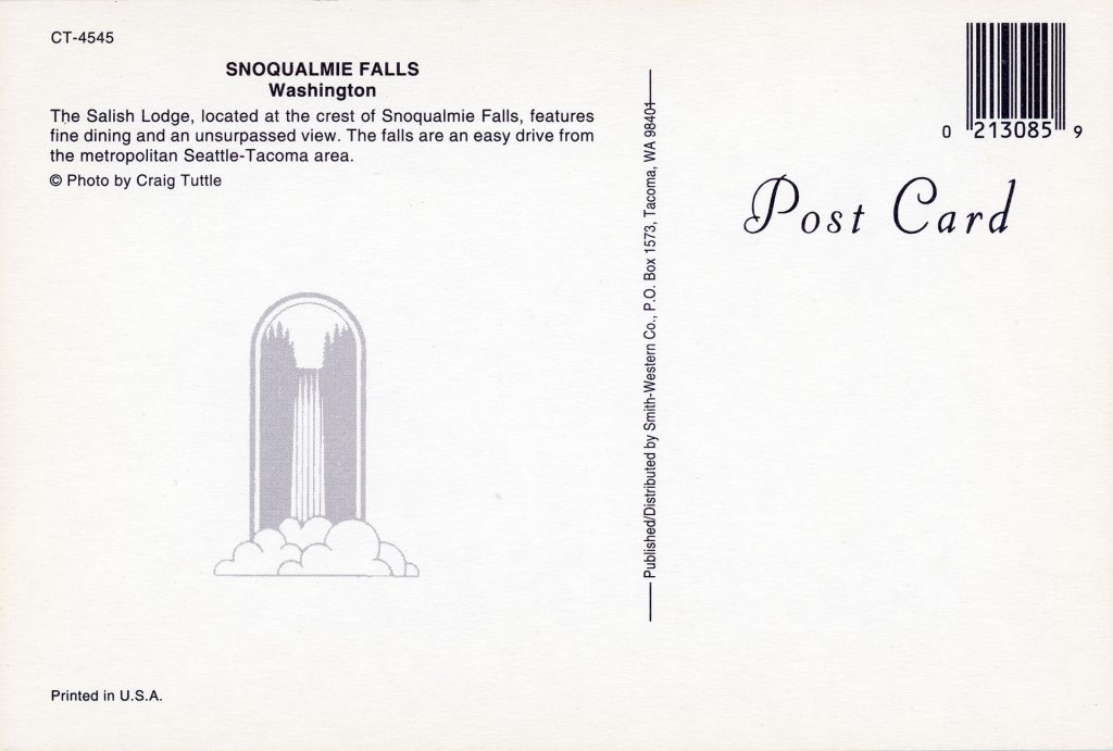 Back of Snoqualmie Falls postcard