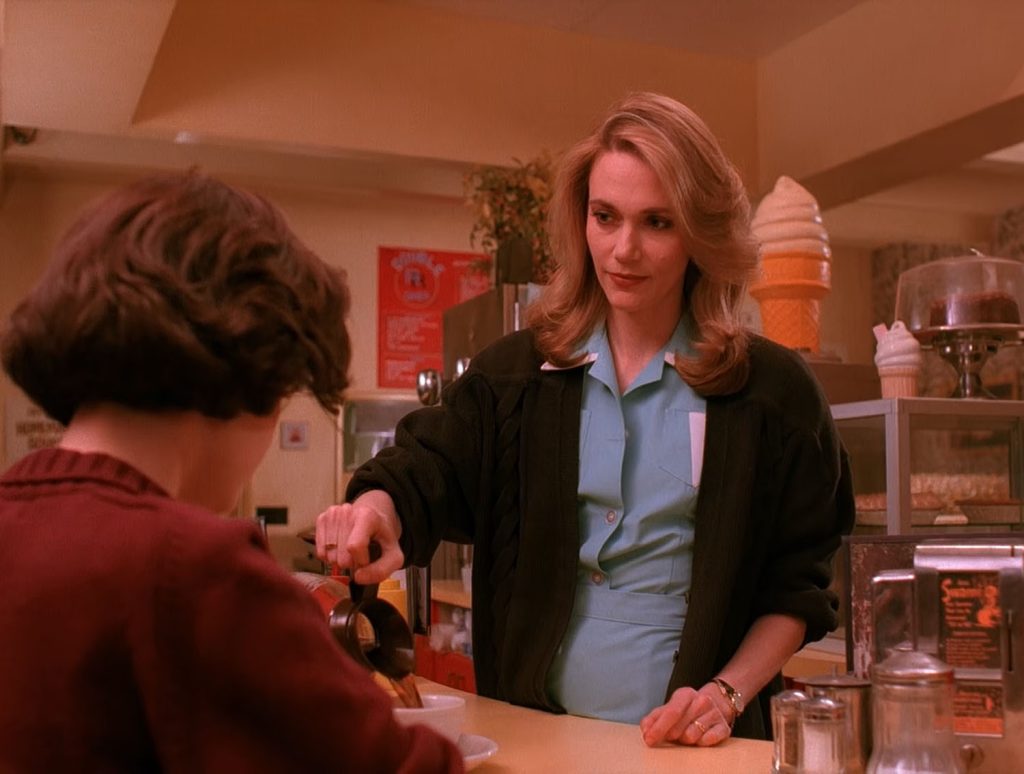 Norma Jennings pouring coffee in the Double R Diner