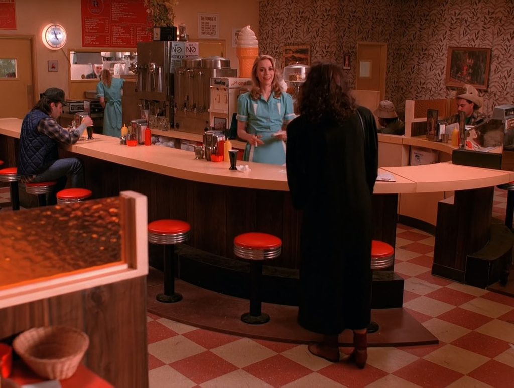 Norma Jennings in the Double R Diner with Maddy Furgeson a the counter