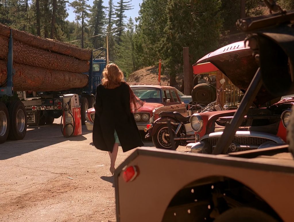 Norma Jennings walking toward her car at Big Ed's Gas Farm.