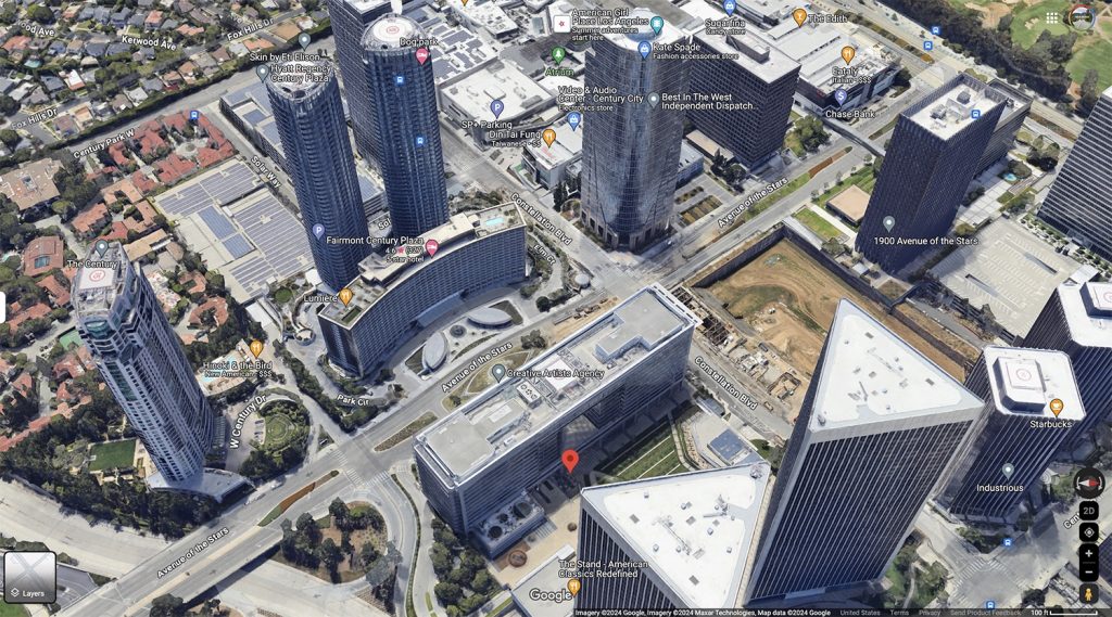 Google Maps aerial view of Century City