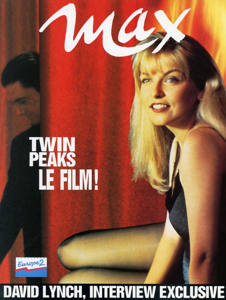 Cover of Max with Laura Palmer against red curtains with Dale Cooper in the distance