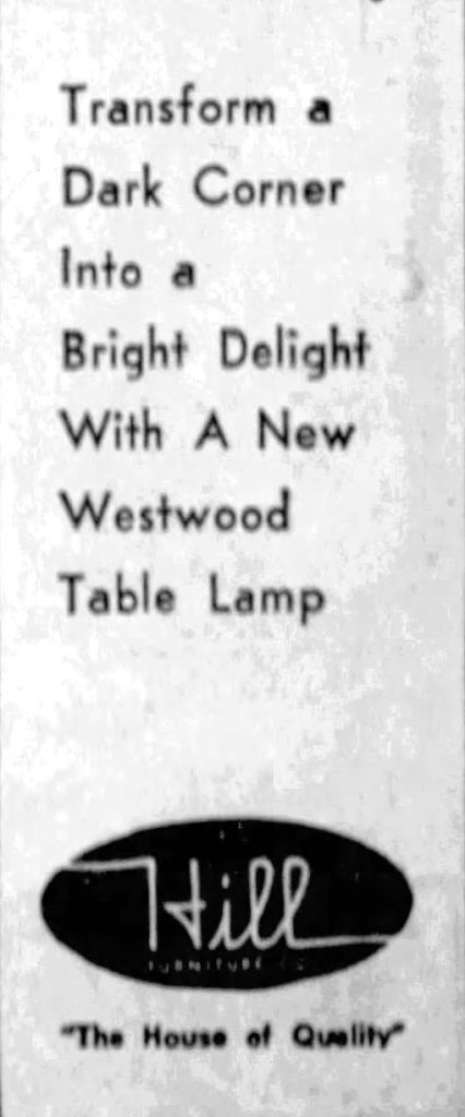 Newspaper ad for Westwood Table Lamp