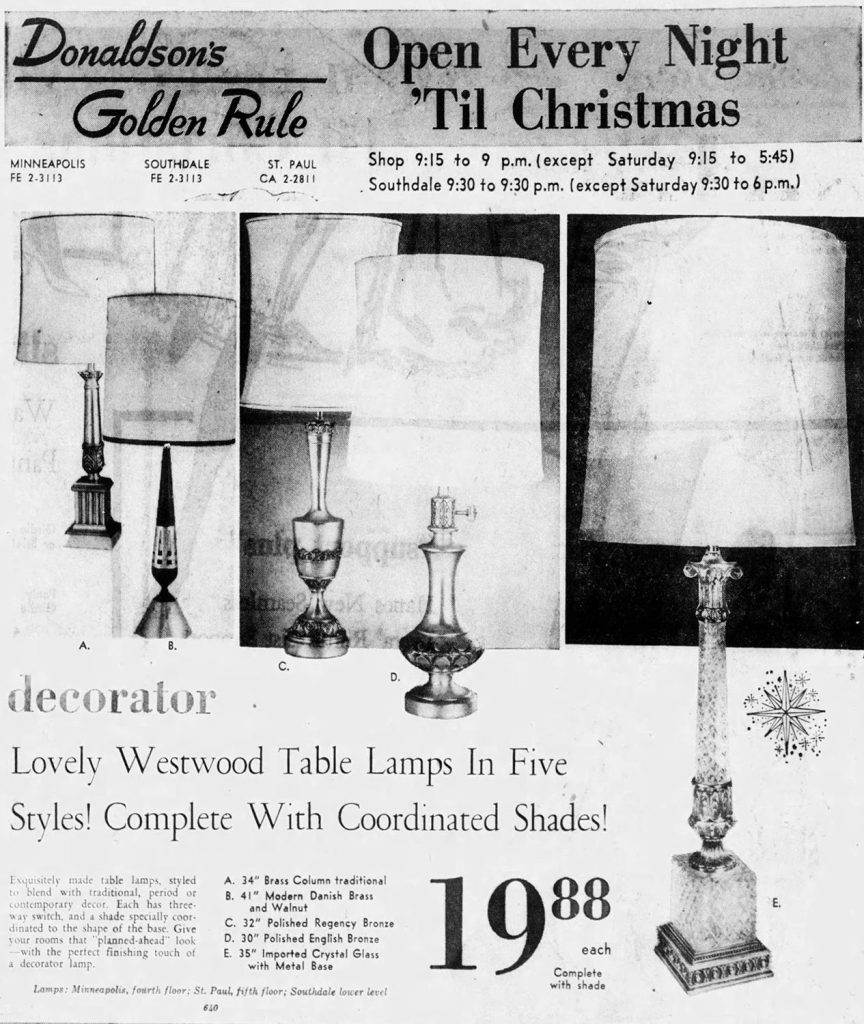 Advertisement for lamps