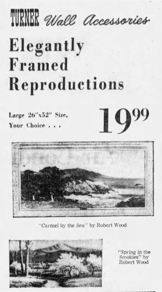 Newspaper ad for paintings