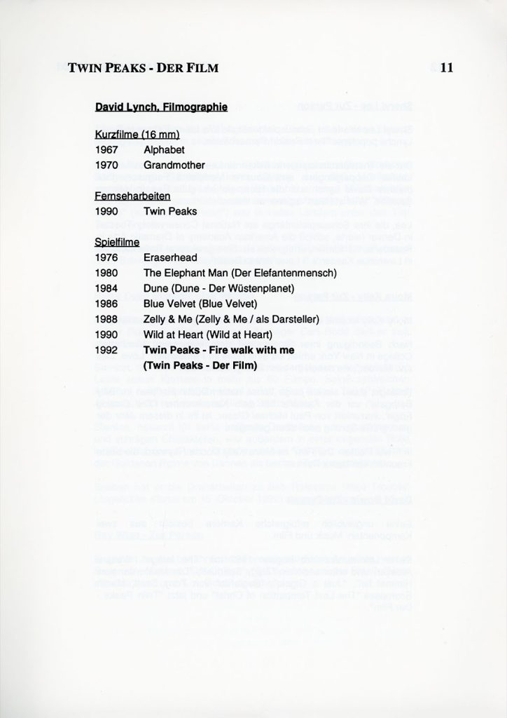 page 11 for Twin Peaks - Der Film Press Kit