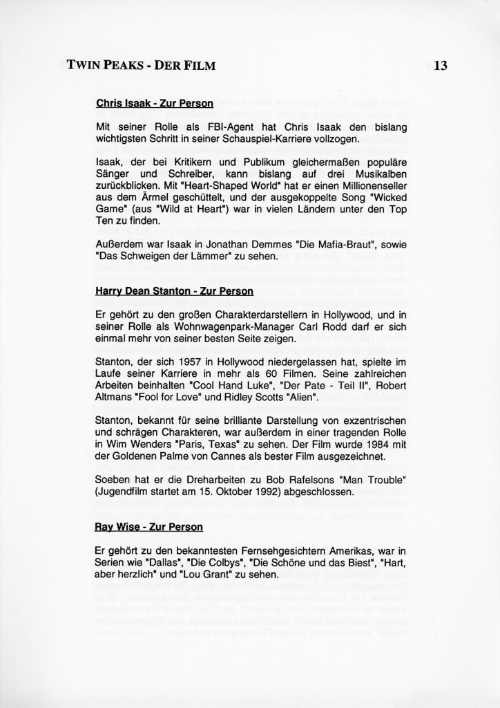 page 13 for Twin Peaks - Der Film Press Kit
