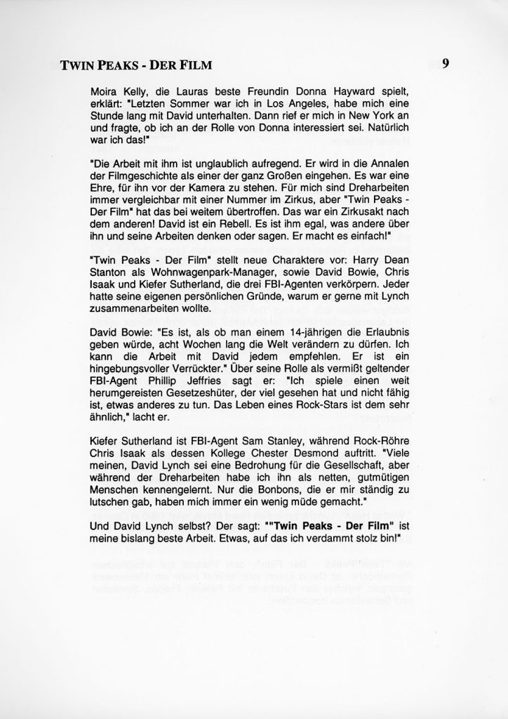 page 9 for Twin Peaks - Der Film Press Kit