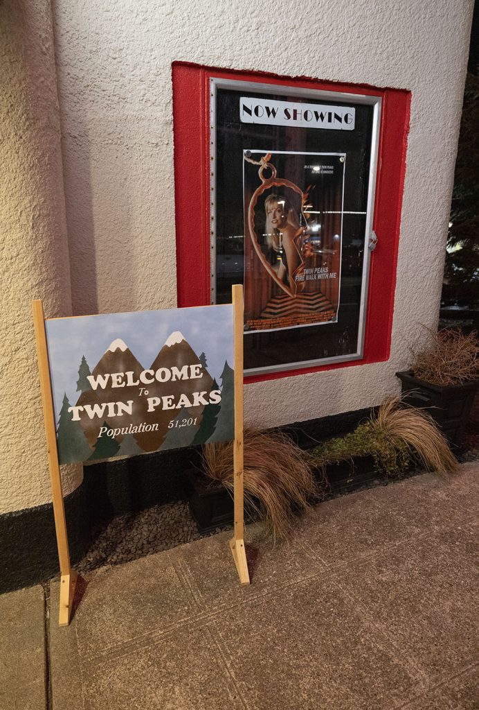 Theatre poster of Twin Peaks: Fire Walk With Me with Welcome to Twin Peaks sign