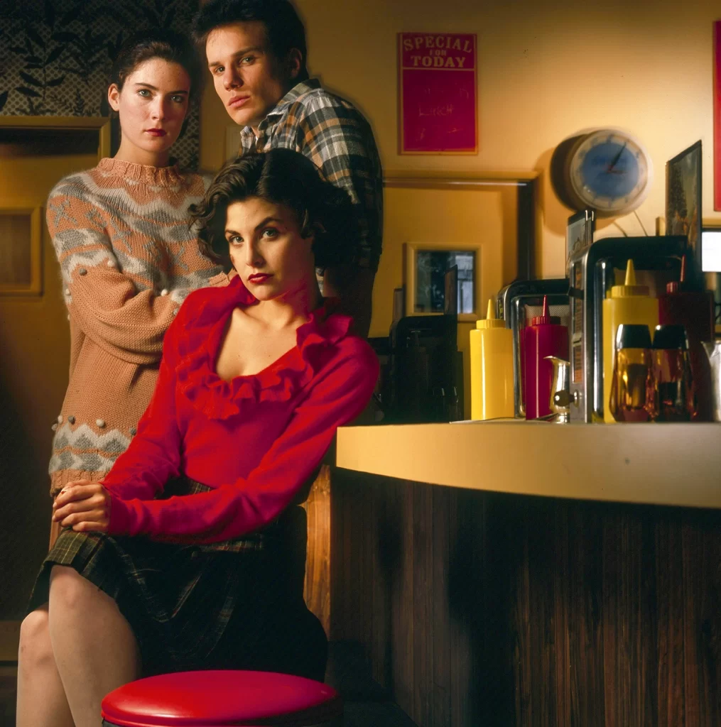 Donna Hayward, James Hurley and Audrey Horne in the Double R Diner