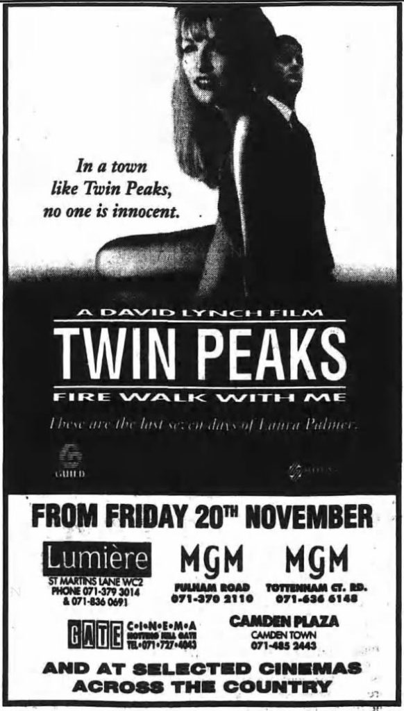 Twin Peaks: Fire Walk With Me print ad