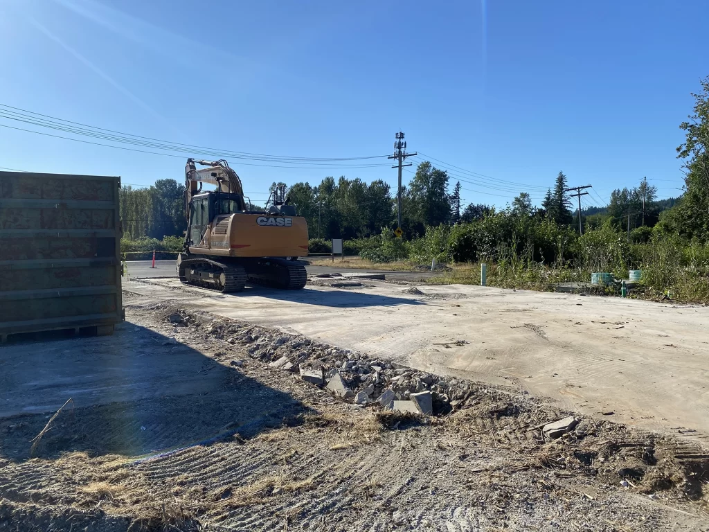 Construction equipment on empty slab