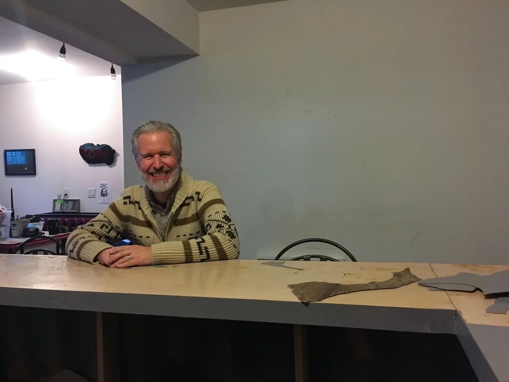 Steven sitting at Hap's Diner counter