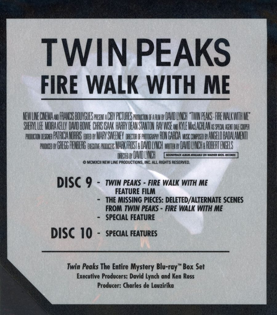 Contents for Twin Peaks: The Entire Mystery Blu-ray set