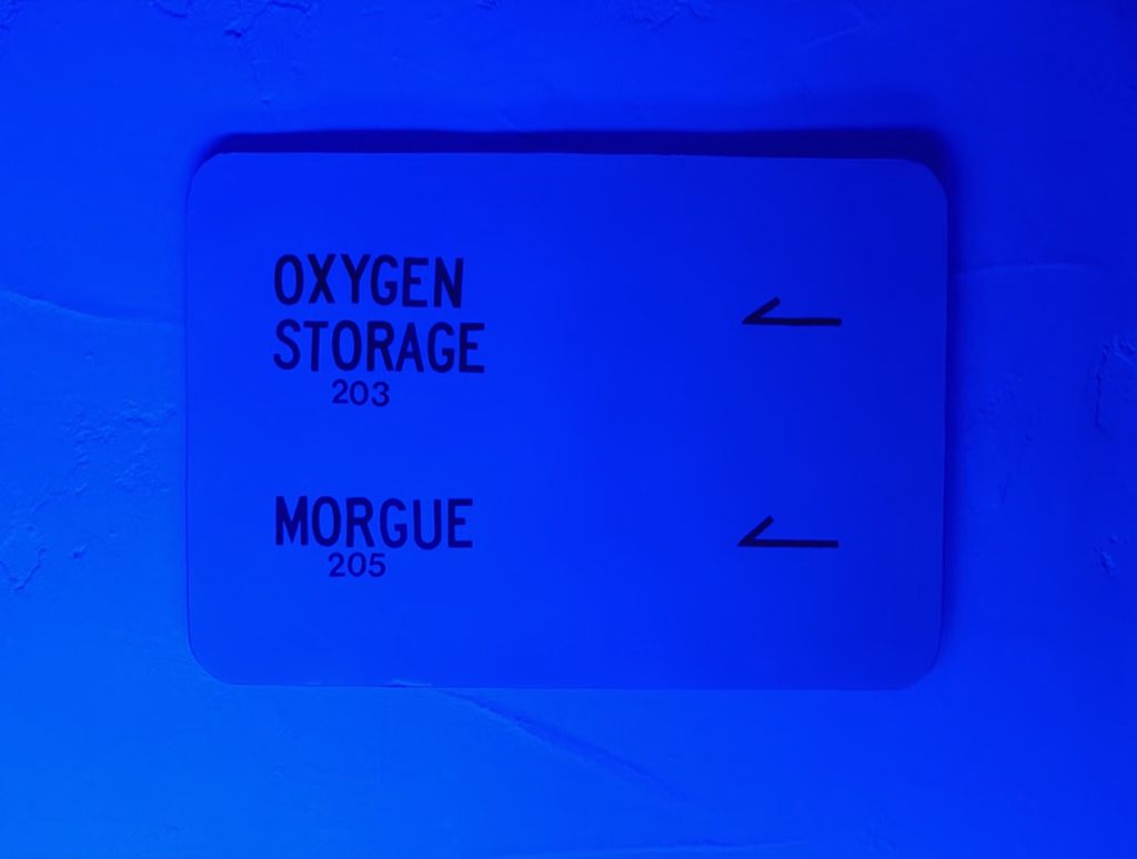 Sign for Morgue and Oxygen Storage