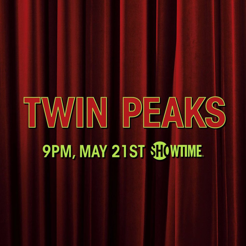 Twin Peaks logo against drapes