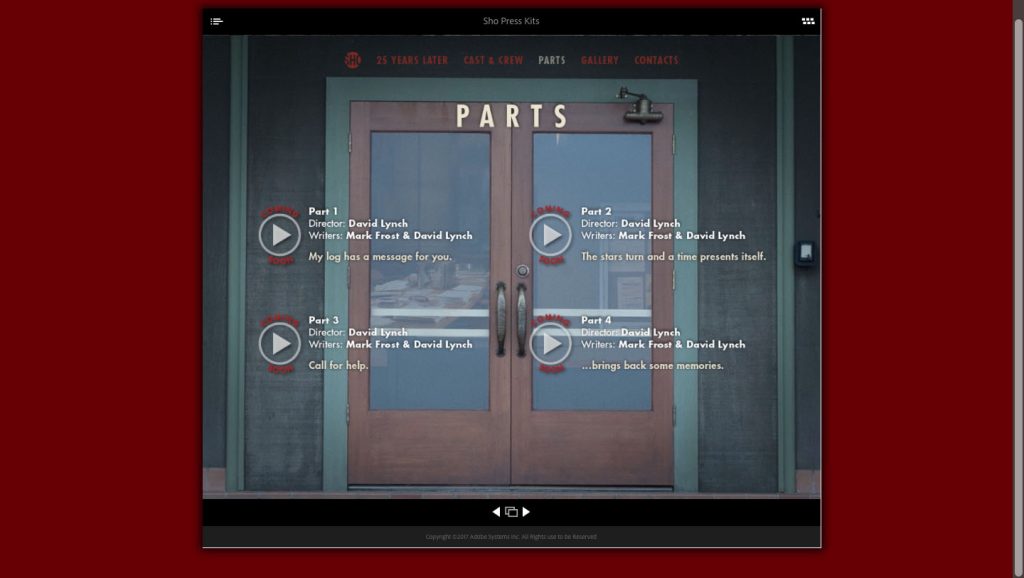 Twin Peaks Sheriff's Department front doors with episode details