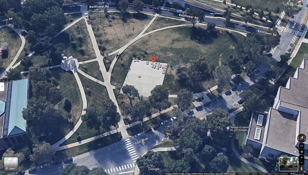 Google Maps aerial view of campus