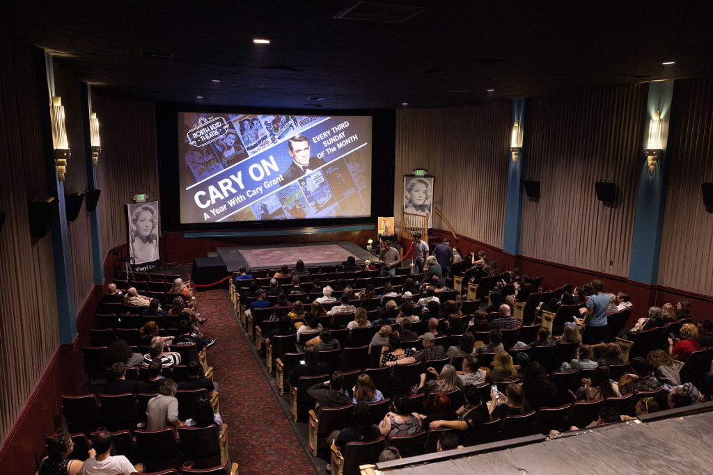 Aerial view of full movie theatre